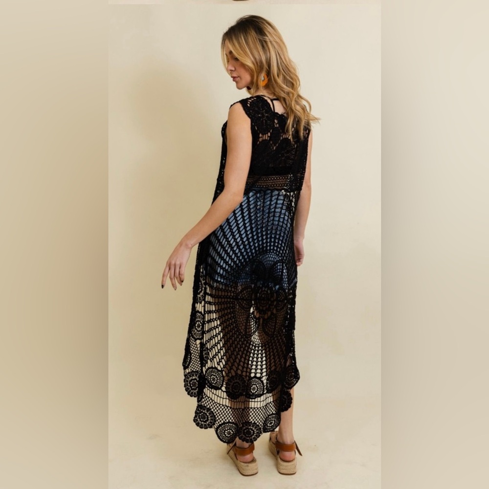 Boho Crochet High-Low Top Cream - Picture 4 of 4